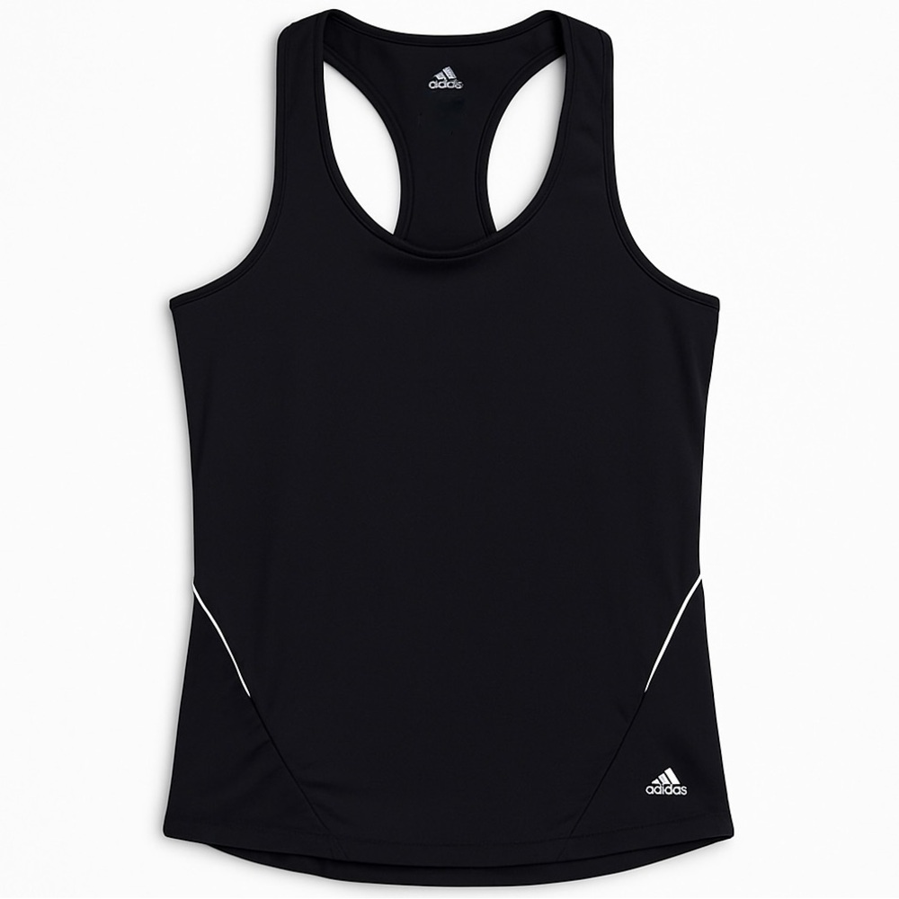 Adidas Black Racerback Tank Top Reflective Detail Zip Pocket Running Yoga Medium